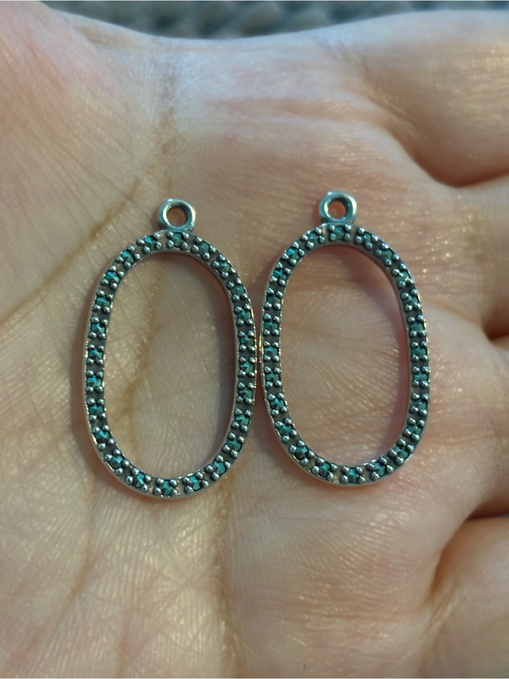 Pandora Silver-Tone Oval Pavé Frame Earrings